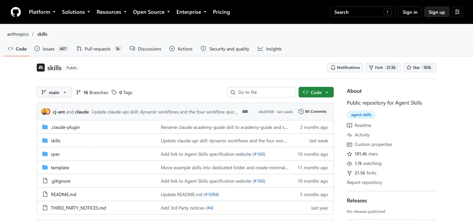 Anthropic's public skills repository on GitHub