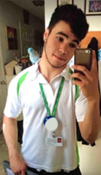 Josh Pocock at 16 in his door-to-door sales uniform